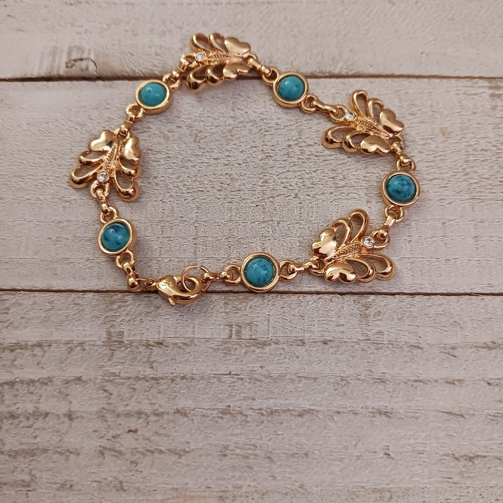 Goldtone & Turquoise Bracelet